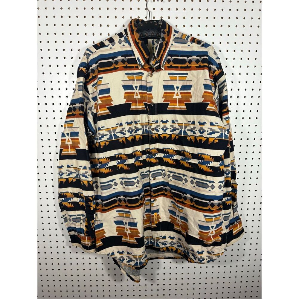 The Original B.D Baggies mens aztec print button down shirt size L